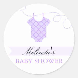 Sticker Baby shower moderne en tissu violet