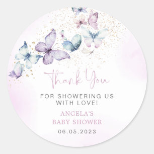 Sticker Baby shower papillon violet