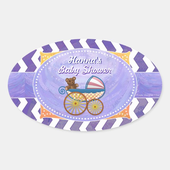 Sticker Baby shower personnalisé pour frottis bleu (Devant)