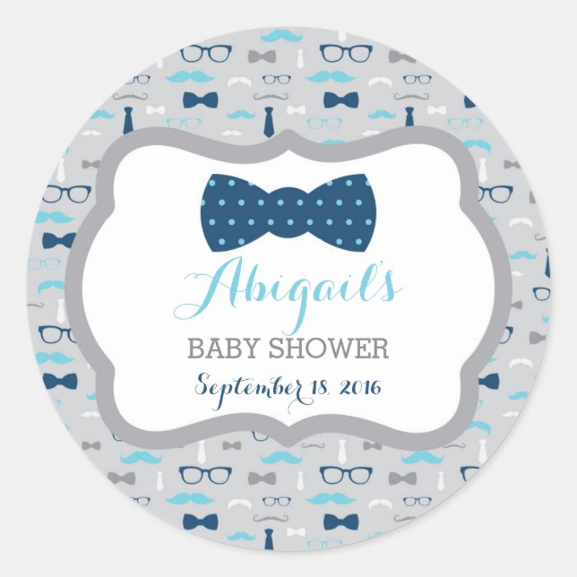Sticker Baby shower petit homme, Bleu bébé, Marine (Devant)