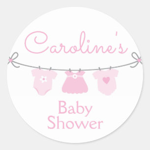 Sticker Baby shower pour fille à linge de bébé, ro