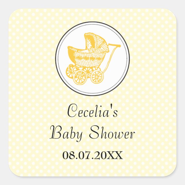Sticker Baby shower Pram Classic (Devant)