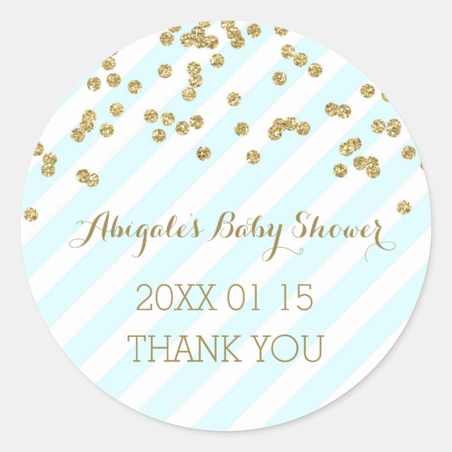 Sticker Baby shower préféré Blue Gold Stripes (Devant)