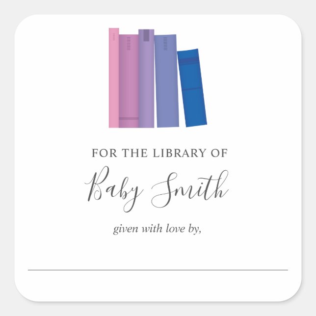 Sticker baby shower Purple Girl Bookplate (Devant)