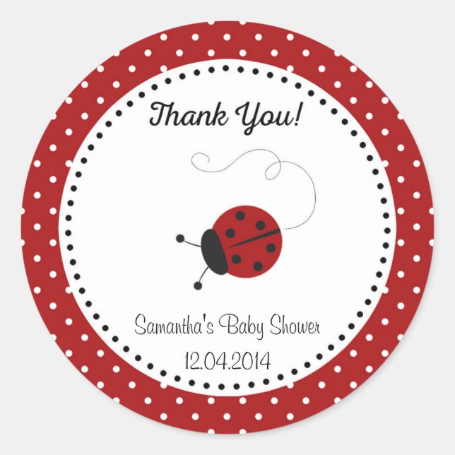 Sticker Baby shower Red Ladybug (Devant)