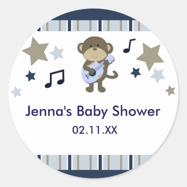 Sticker Baby shower rock Star Monkey (Devant)