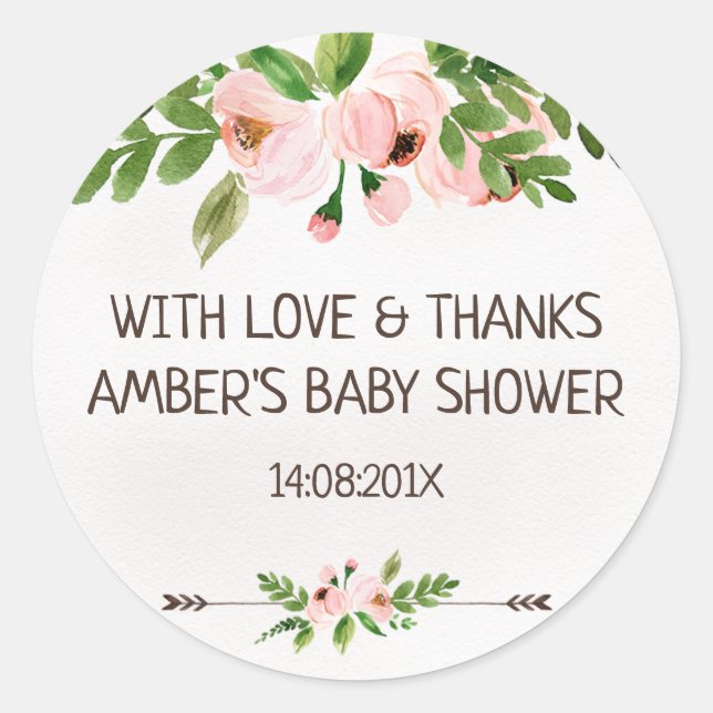 Sticker Baby shower rose (Devant)