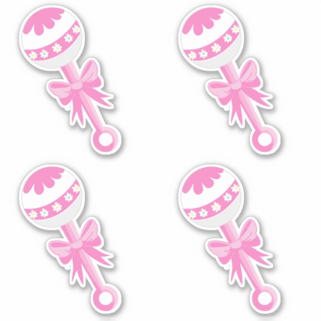 Sticker Baby shower rose sonneries avec mâchoire (Devant)