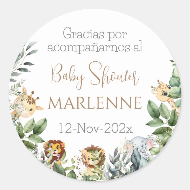Sticker Baby Shower Safari (Front)