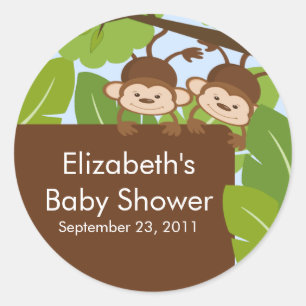 Sticker Baby shower Safari TwinsBaby Monkey Jungle
