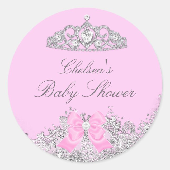 Sticker Baby shower Tiara & Bow rose (Devant)