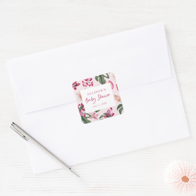 Sticker Baby shower tropical (Enveloppe)
