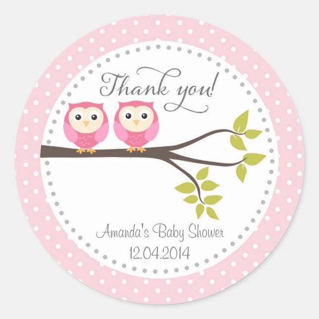Sticker Baby shower Twin Baby Girls Owls (Devant)