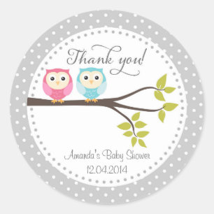 Sticker Baby shower Twin Baby Ows