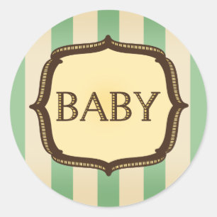 Sticker Baby shower vert - Stripes Vintages