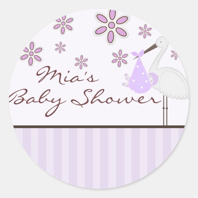Sticker Baby shower violet (Devant)