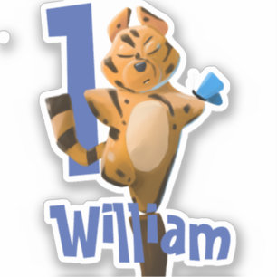 Sticker Baby Tiger Plaid Premier anniversaire personnalisé