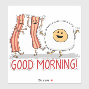 Sticker Bacon mignon et drôle et oeuf Bonjour