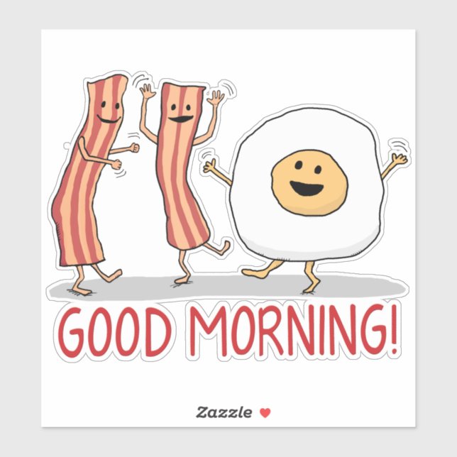 Sticker Bacon mignon et drôle et oeuf Bonjour (Feuille)