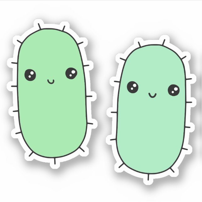 Sticker Bactérie d'E. coli mignonne - caricatures de micro (Devant)