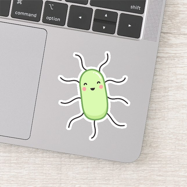 Sticker Bactérie d'E. coli mignonne - microbe kawaii (Détail)