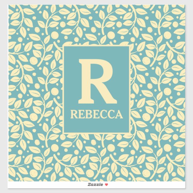 Sticker Bagage Motif de canard bleu oeuf et feuille de crè (Feuille)