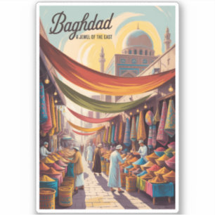 Sticker Bagdad Irak Illustration Voyage Art Rétro