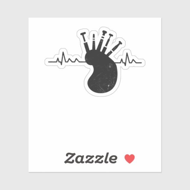Sticker Bagpipes Pulse Scotland Hearbeat (Feuille)