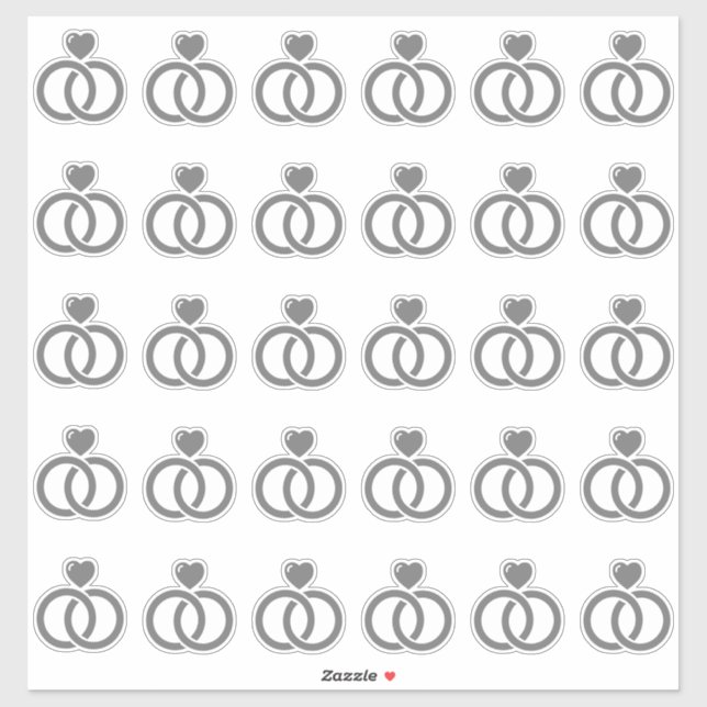 Sticker Bague Mariage moderne Kiss-Cut (Feuille)