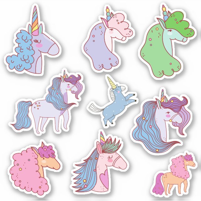 Sticker Baguette autocollante pastel unicorns (Devant)