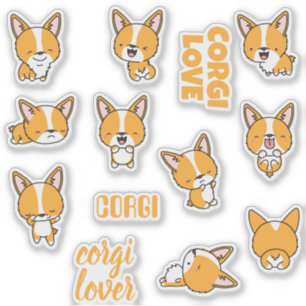 Sticker Baguette autocollante pour chiens de corgi mignons