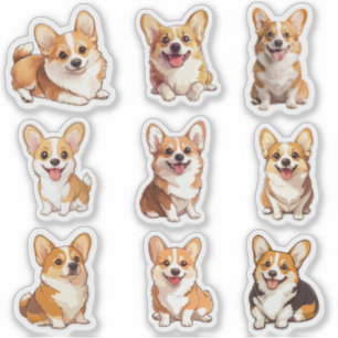 Sticker Baguette autocollante pour chiens de corgi mignons
