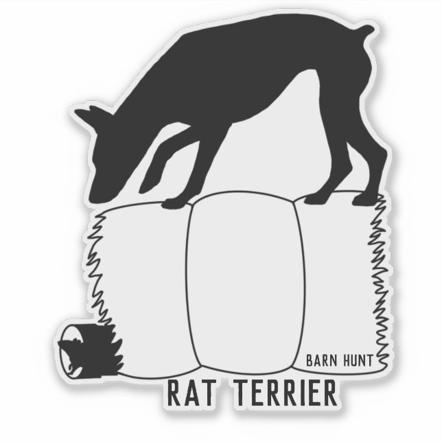Sticker Baguette de chasse à la grange de Rat terrier (Devant)