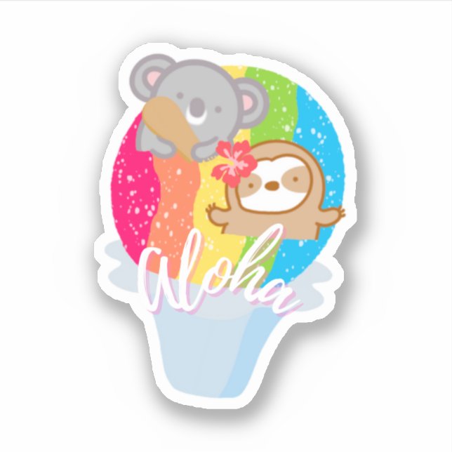 Sticker Baguette de glace à raser arc-en-ciel Aloha (Devant)