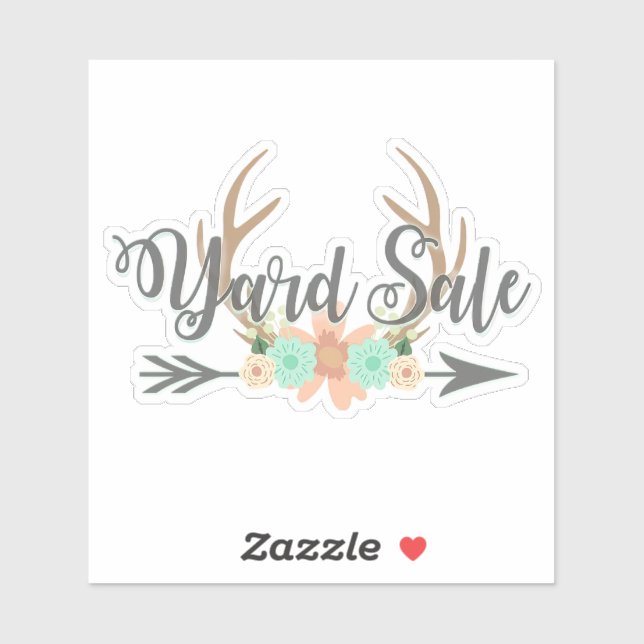 Sticker Baguette de vente BOHO Deer Antlers Arrow Yard (Feuille)