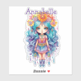 Sticker Baguette en vinyle coupé sur mesure avec fleurs