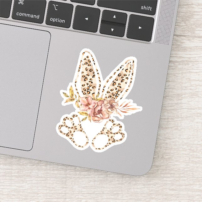 Sticker Baguette en vinyle floral de lapin de Pâques migno (Détail)