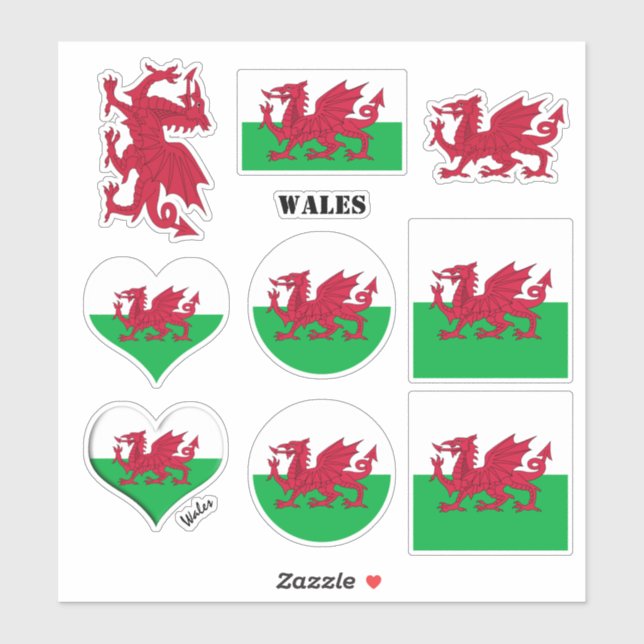 Sticker Baguettes galloises & Drapeau gallois, Coeur / spo (Feuille)