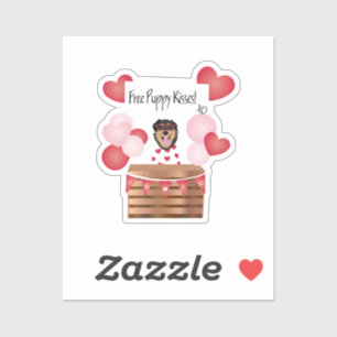 Sticker Baisers de chiot gratuit Valentine Chien