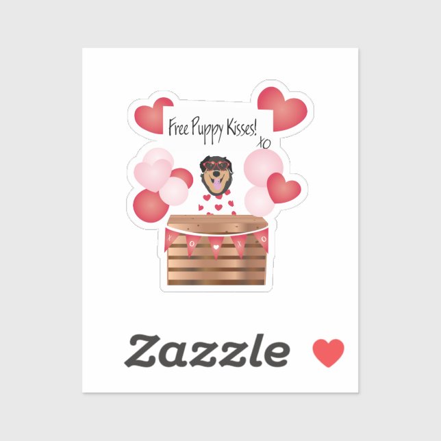 Sticker Baisers de chiot gratuit Valentine Chien (Feuille)