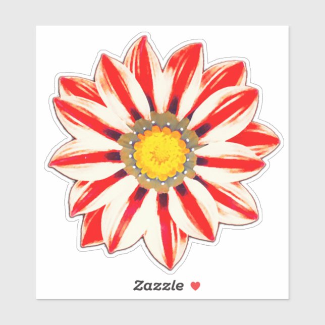 Sticker Baisy africain / Gazania Rouge et blanc rayé (Feuille)