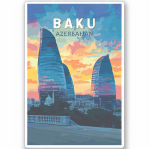 Sticker Bakou Azerbaïdjan Travel Art Vintage