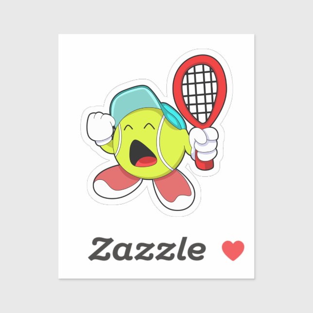 Sticker Bal de tennis avec raquette de tennis (Feuille)