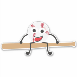 Sticker Bal et chauve-souris de baseball en caricature