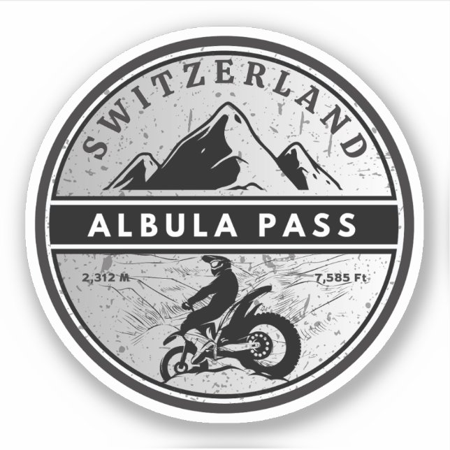 Sticker Balade en moto Albula pass alpes suisses (Devant)