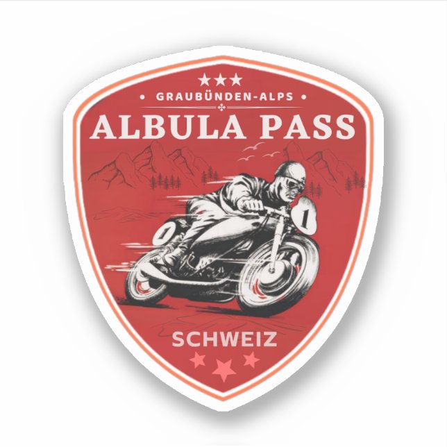 Sticker Balade en moto Albula pass alpes suisses (Devant)