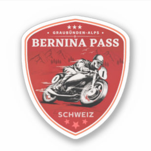 Sticker Balade en moto Bernina pass alpes suisses
