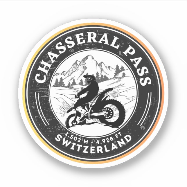 Sticker Balade en moto Chasseral Pass alpes suisses (Devant)