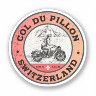 Sticker Balade en moto Col du Pillon alpes suisses