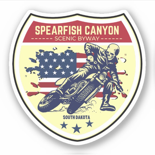 Sticker Balade en moto du canyon de Spearfish Sturgis Blac (Devant)